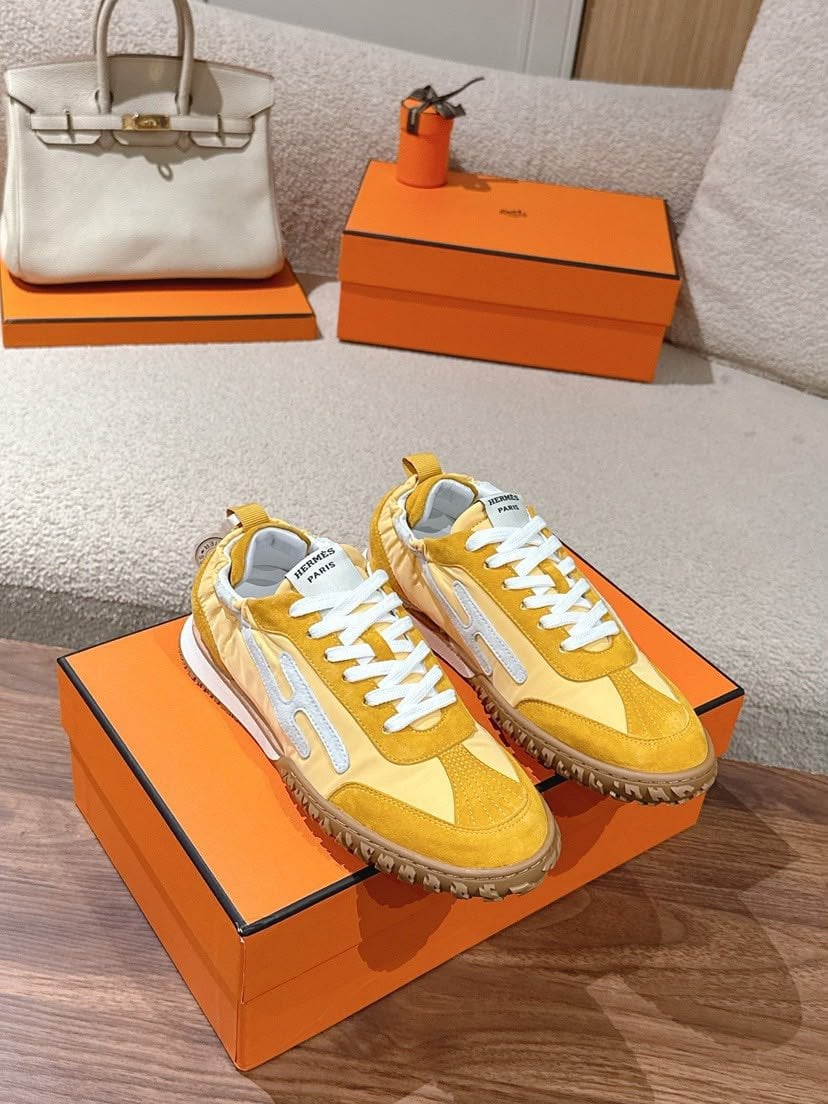 Hermes Sneakers Sesame Yellow / White Color Goatskin H252013Z view 11