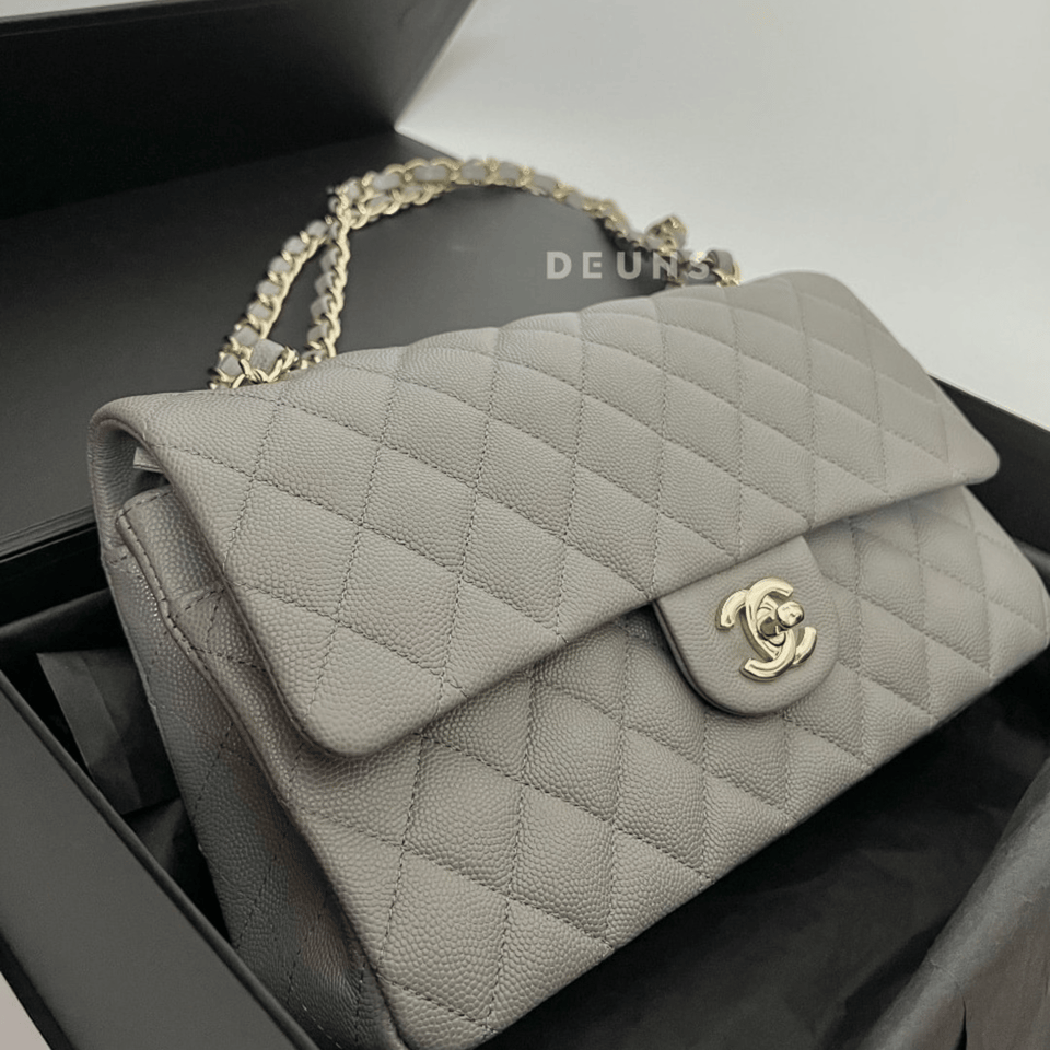 Chanel Classic Flap Bag 25 cm Grey Silver- Tone Hardware A01112 view 6