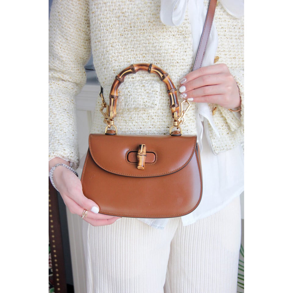 Gucci Small Top Handle Bag with Bamboo Cuir view 5