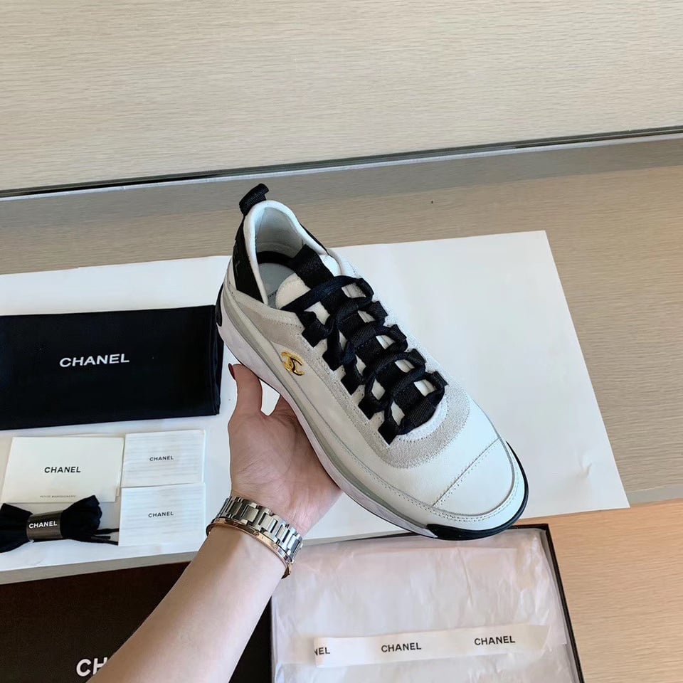 Chanel Velvet Sneakers Ivory And Black G35617 view 7