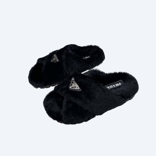 Prada Petal Black Terrycloth Sippers view 2