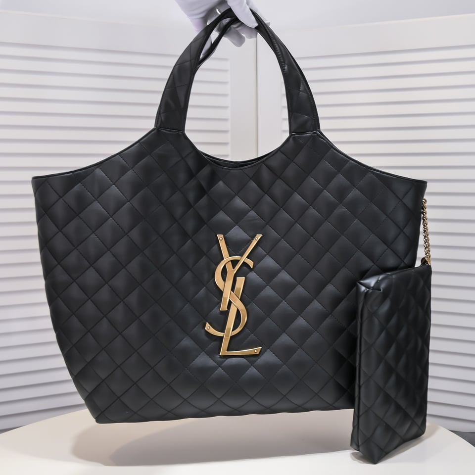 Saint Laurent Icare Maxi Shopping Bag In Quilted Black 52cm view 8