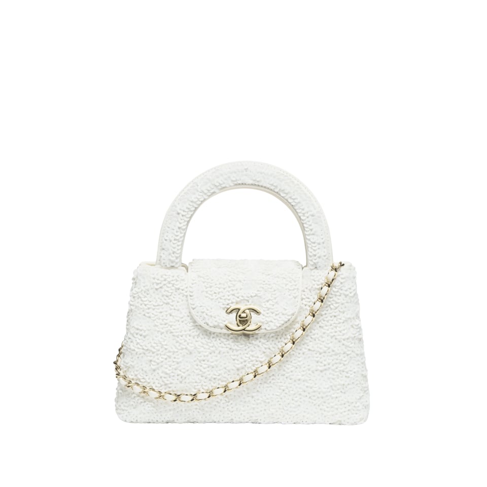Chanel Mini Sequin Handbag White 19cm/7.5in