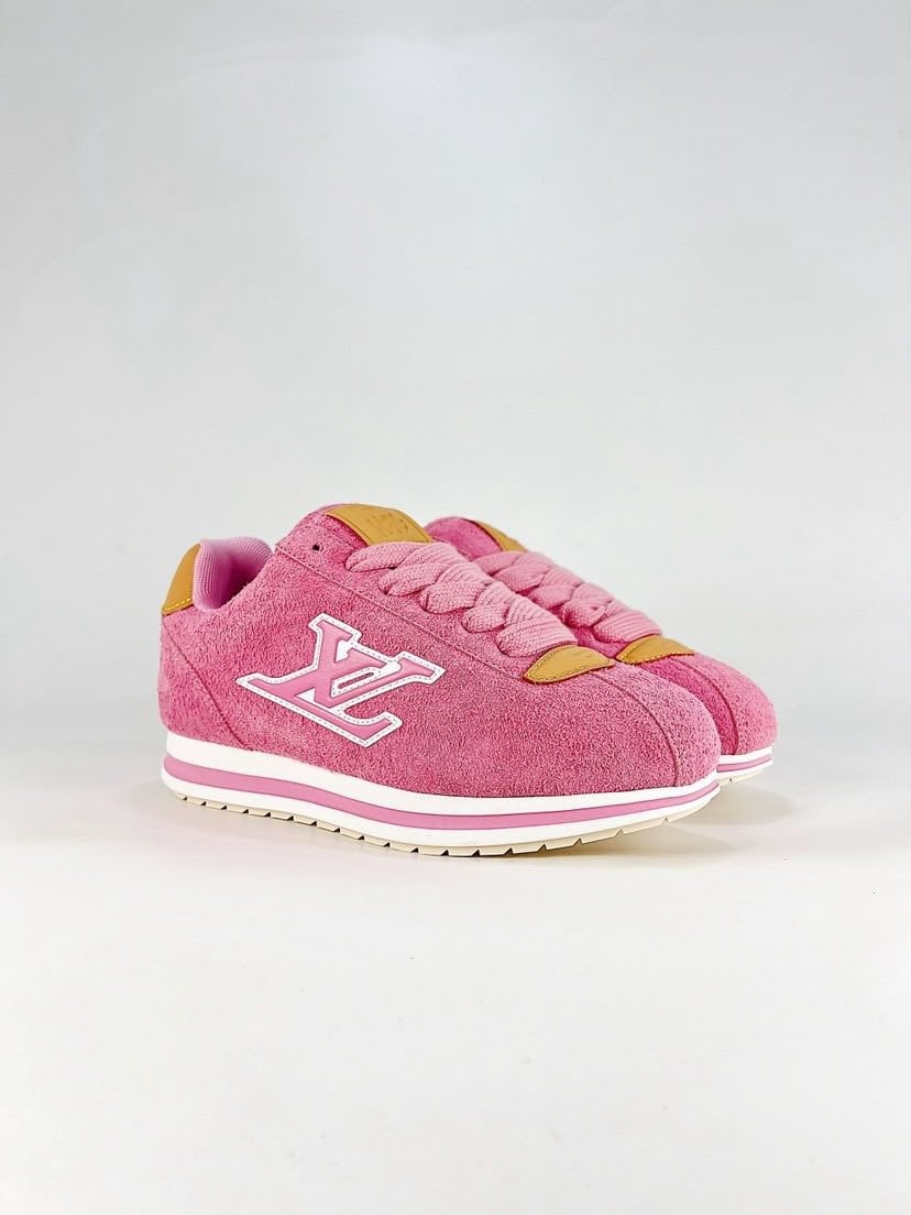 Louis Vuitton Buttersoft Sneakers Pink Color Suede Calfskin 1AKDF8 view 4