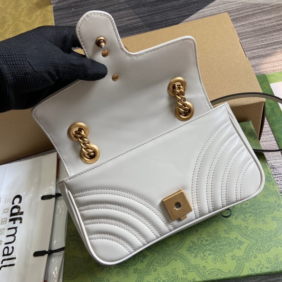 Gucci GG Marmont Matelasse Mini Bag Light Grey view 12