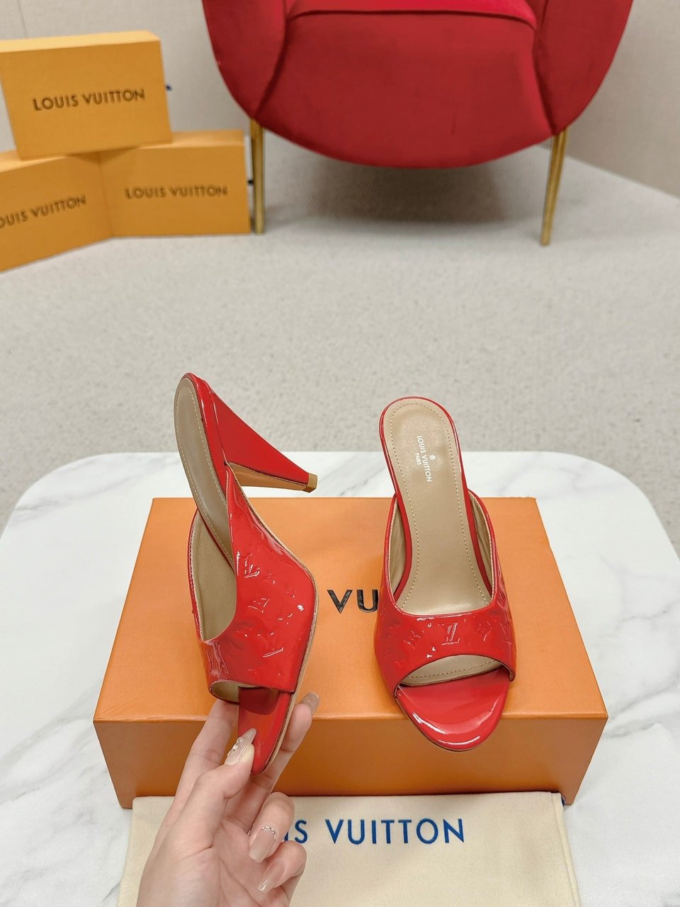 Louis Vuitton Super Mule Sandals Red 1Acj4M view 8
