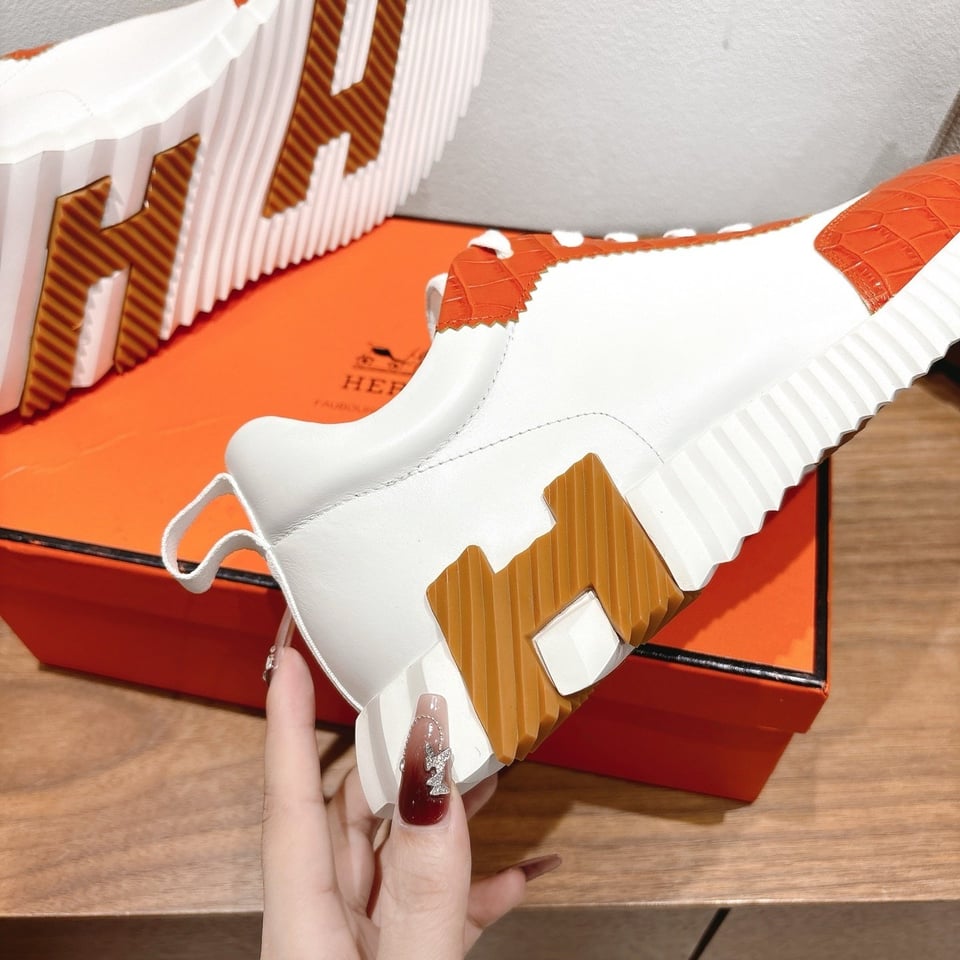 Hermès Day Sneaker White/Orange- Shoes for Men view 3