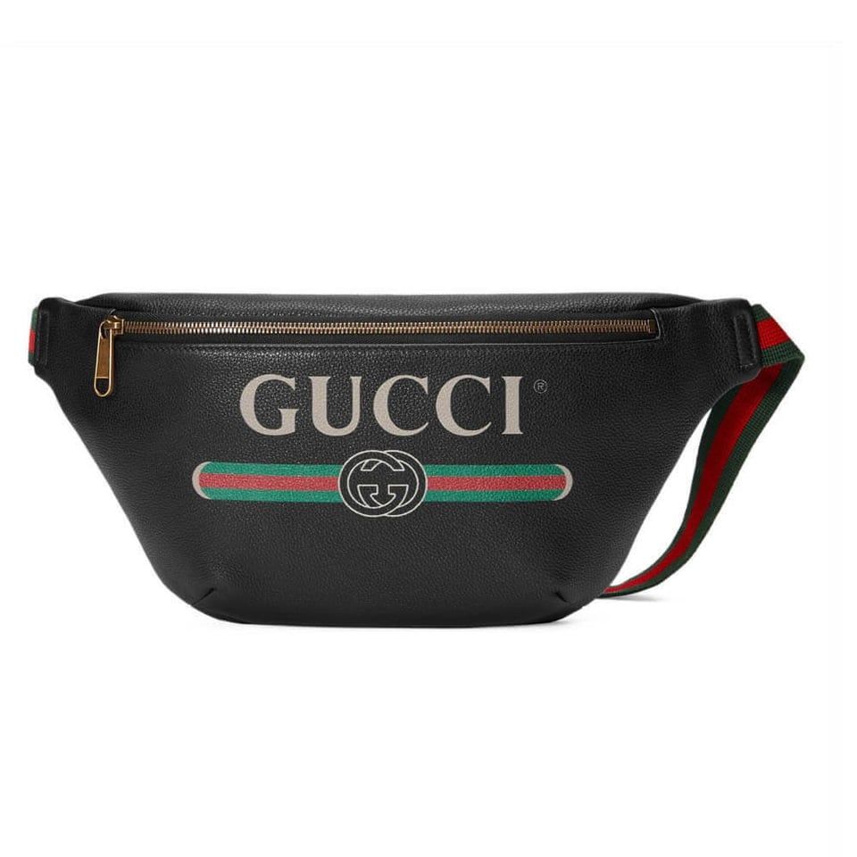 Gucci Print Leather Belt Bag Black view 2