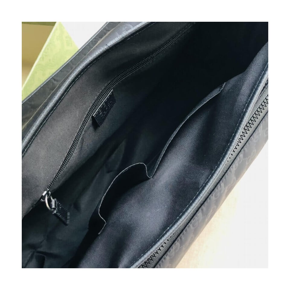 Gucci GG Guccissima Black Medium Nylon Messenger Bag 510334 view 12