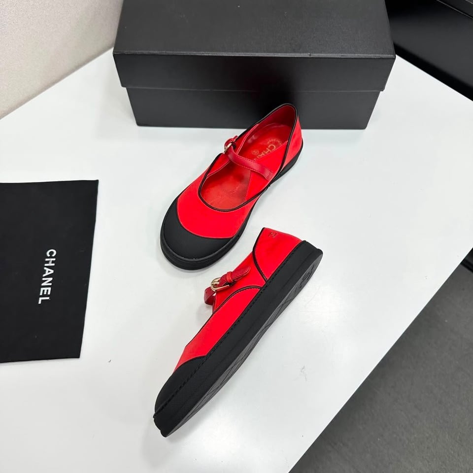 Chanel Mary Janes Fibres Mélangées &amp; Gomme Rouge &amp; Noir G47139 view 11
