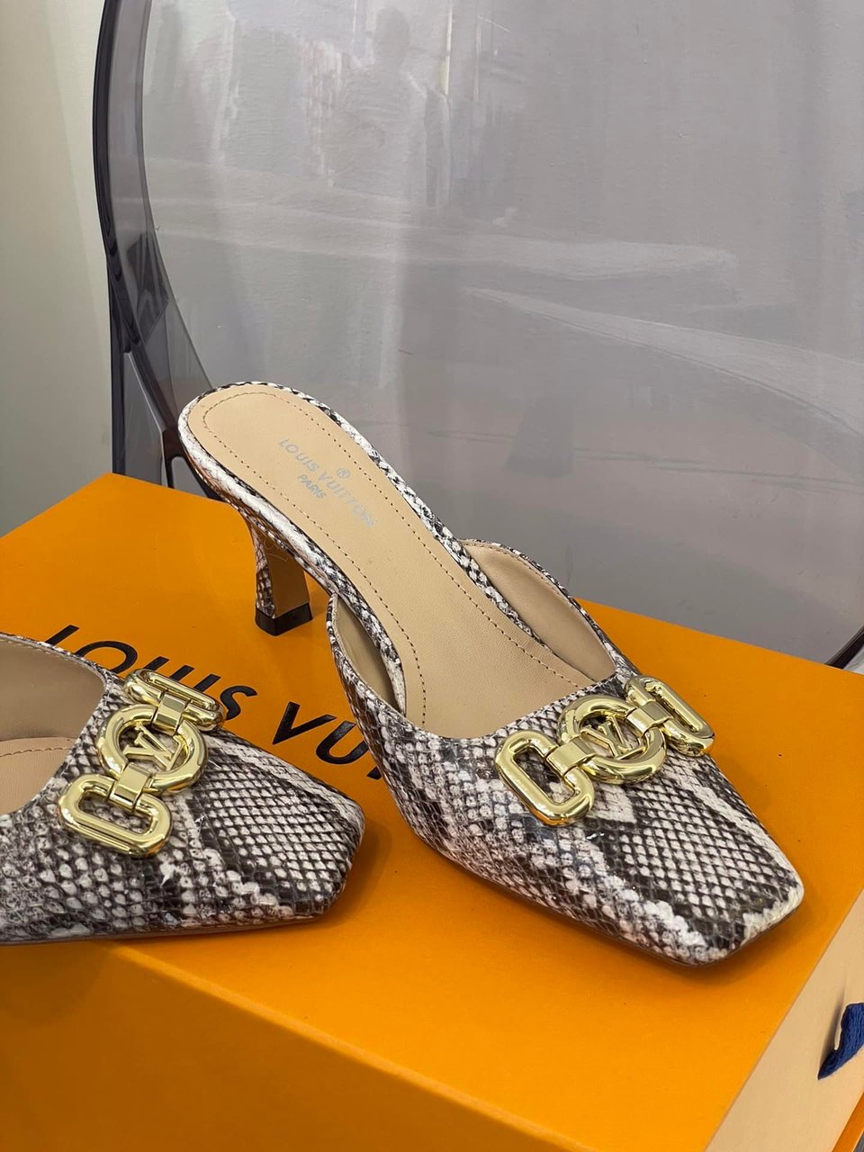 Louis Vuitton Lv Square Toe Snake Print Pump view 5