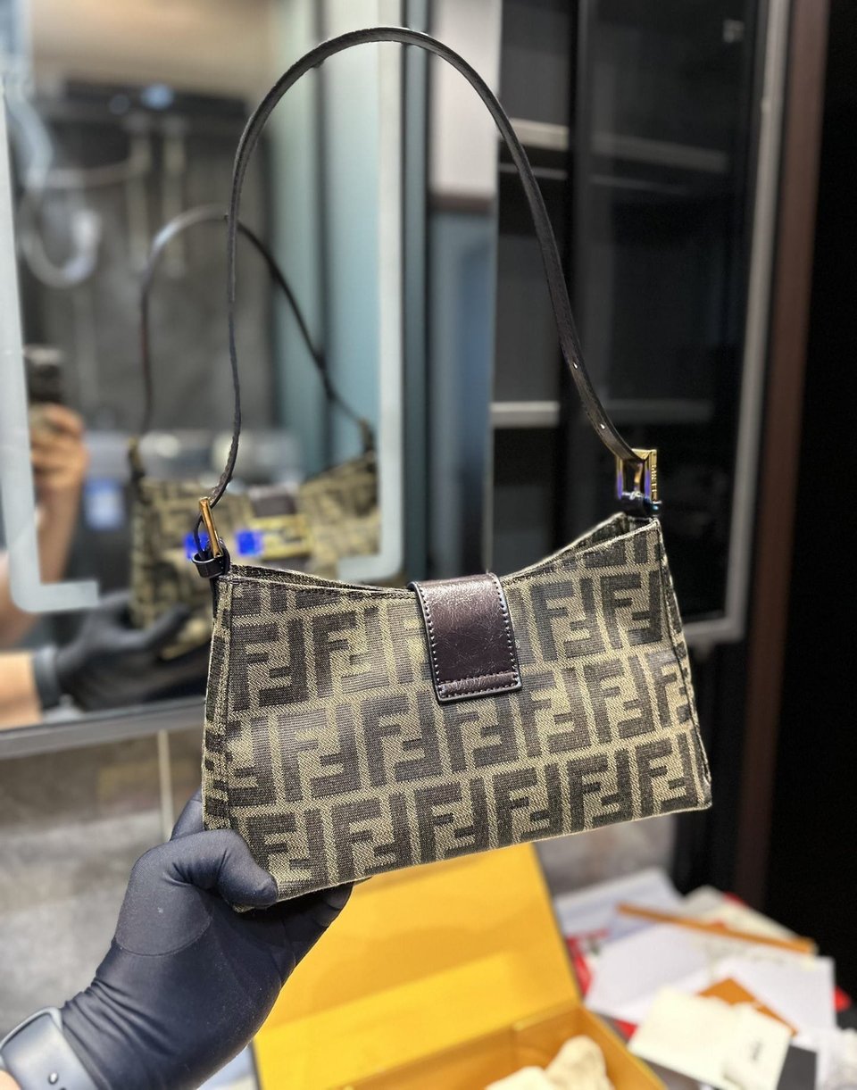 Fendi Zucca Handbag Brown 24Cm view 6