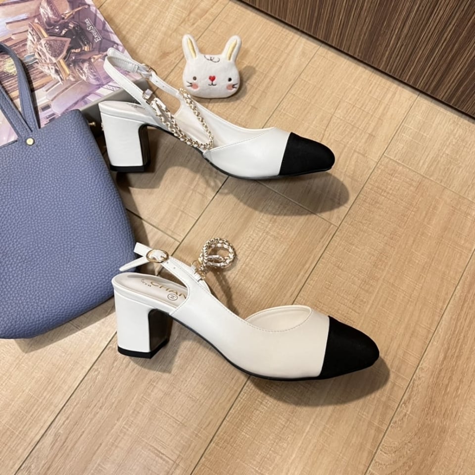 Chanel Slingbacks Goatskin &amp;Amp; Grosgrain White view 4