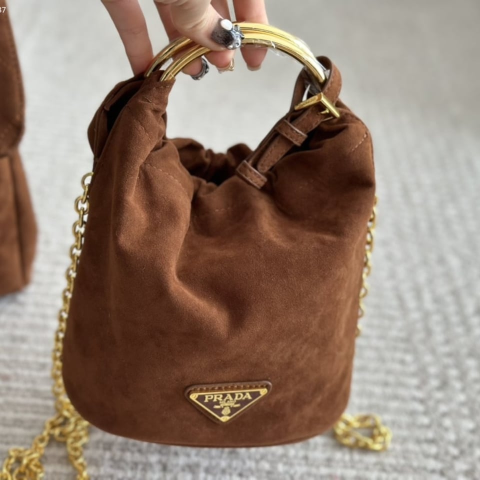 Prada Suede Mini Bag Cocoa Brown 19Cm view 3