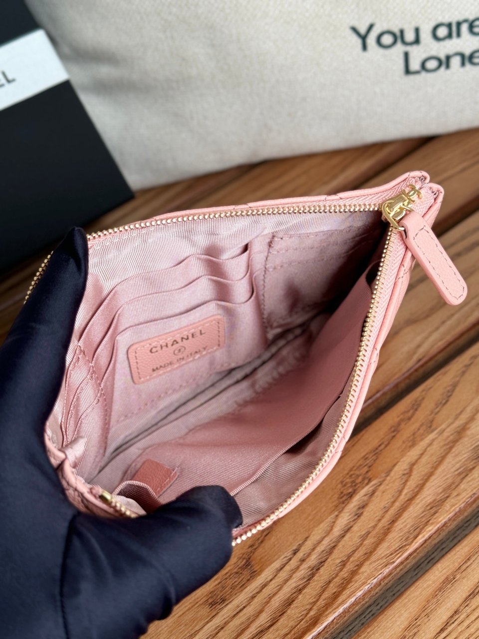 Chanel Zipped Wallet 20Cm Pink Quilted Caviar Gold Hardware view 4