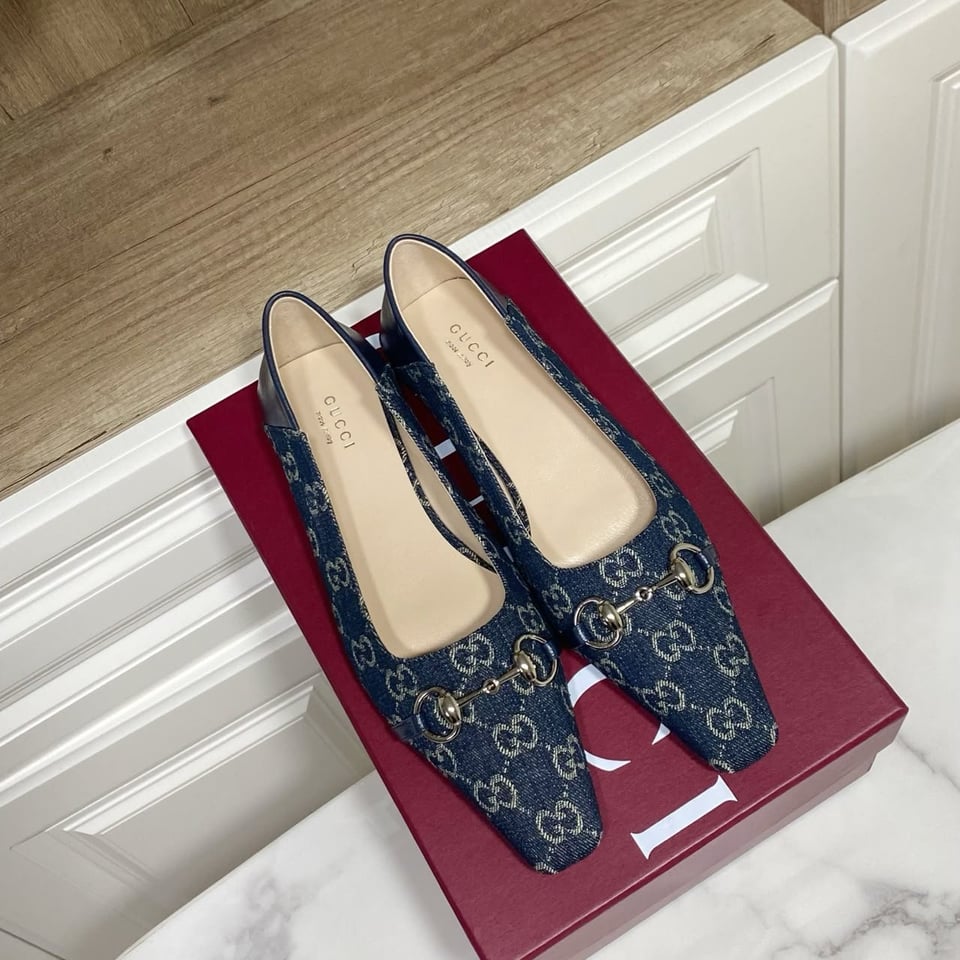 Gucci Vittoria Ballerina Dark Blue GG A0034P FAF95 4741 For Women view 2