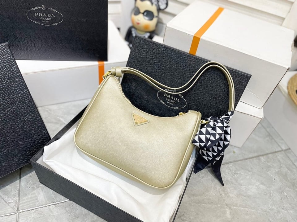 Prada Saffino Leather Mini Bag Platinum view 3