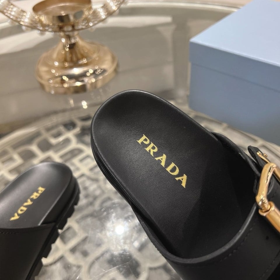 Prada Leather Strap Slides Black 1Xx692 3Lem F0002 F 020 view 4