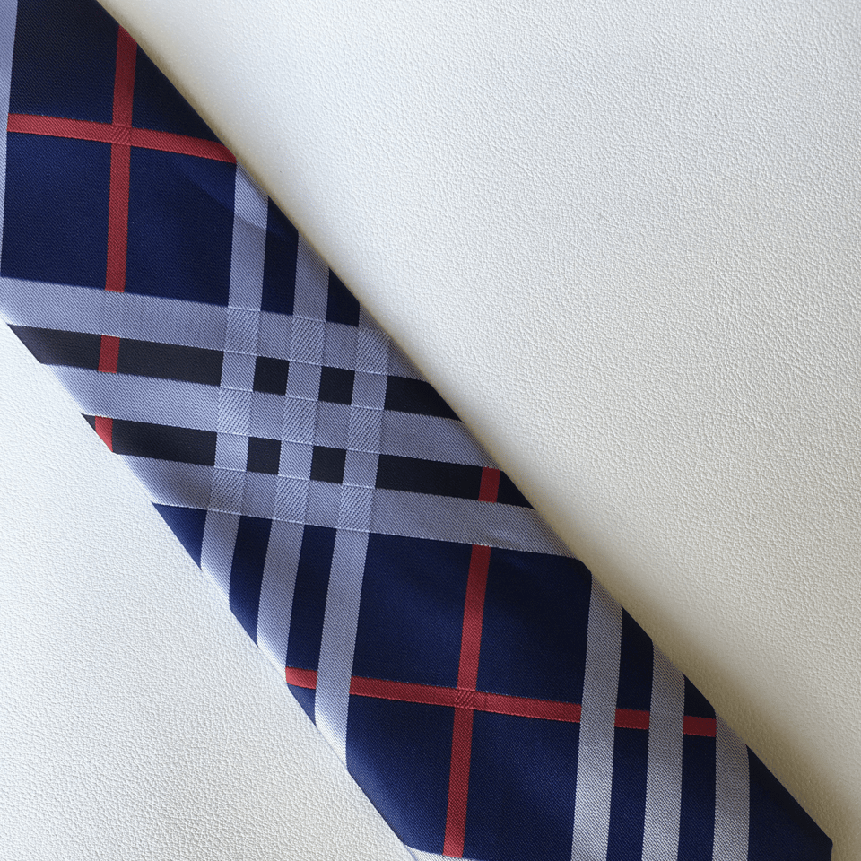 Burberry Blue Modern Check Silk Tie For Men view 6