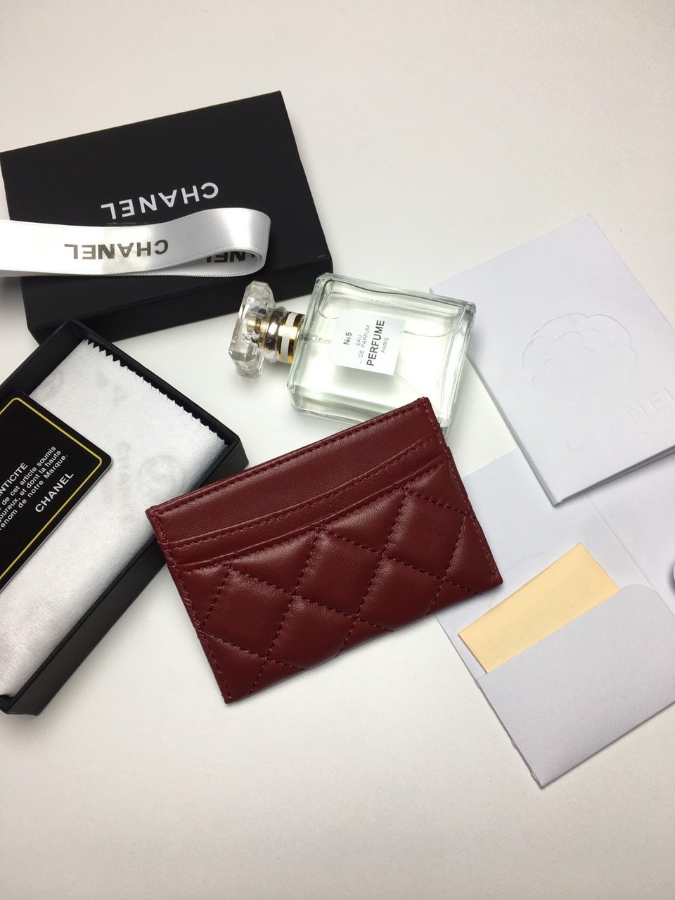 Chanel Card Holder 11.2 Garnet Calfskin Silver Icon view 5