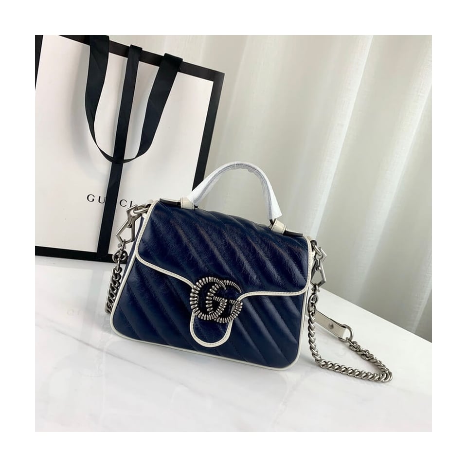 Gucci GG Marmont Mini Top Handle Bag Blue view 4