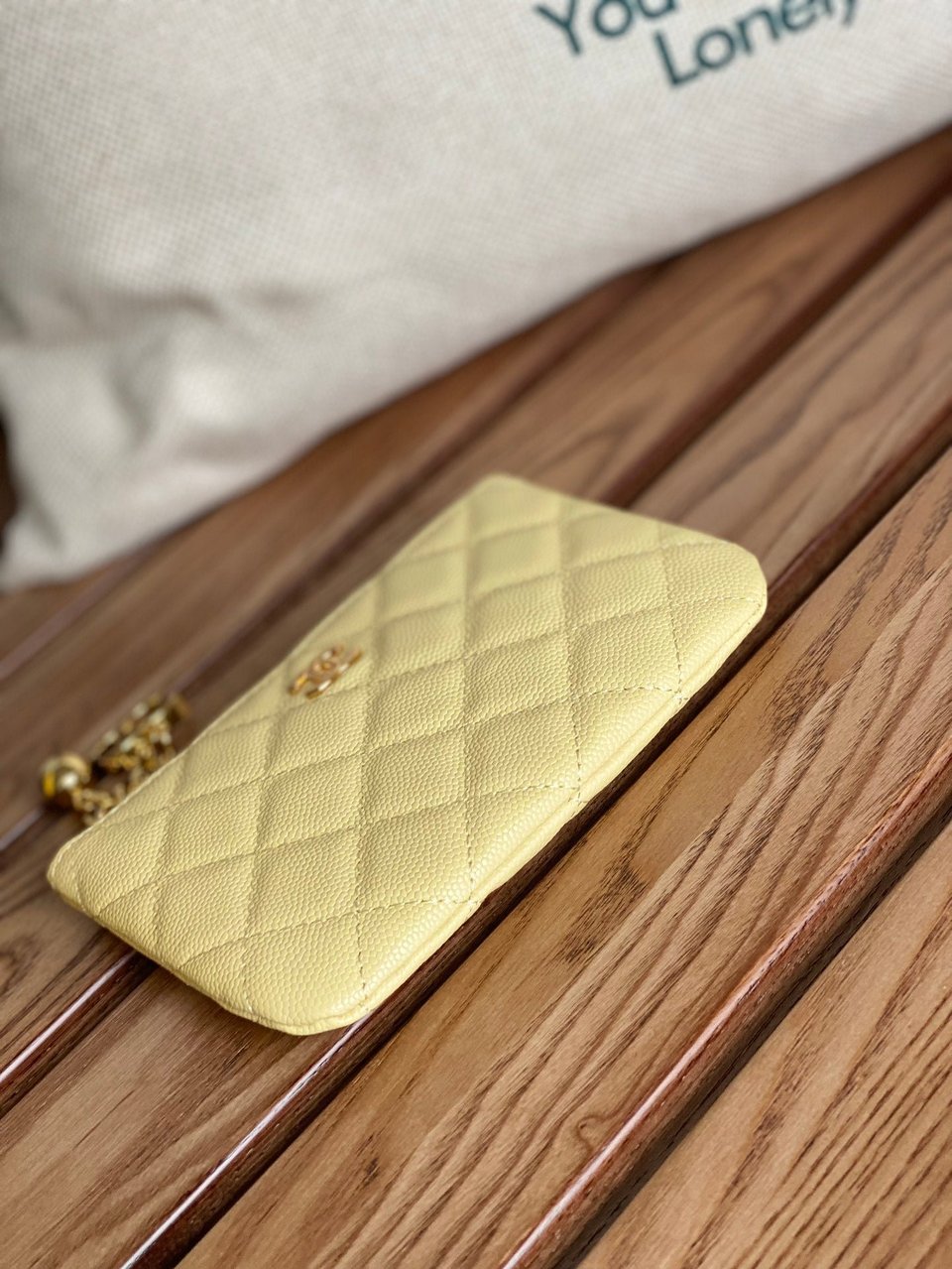 Chanel Zipped Wallet 14Cm Yellow Caviar Gold Hardware view 3
