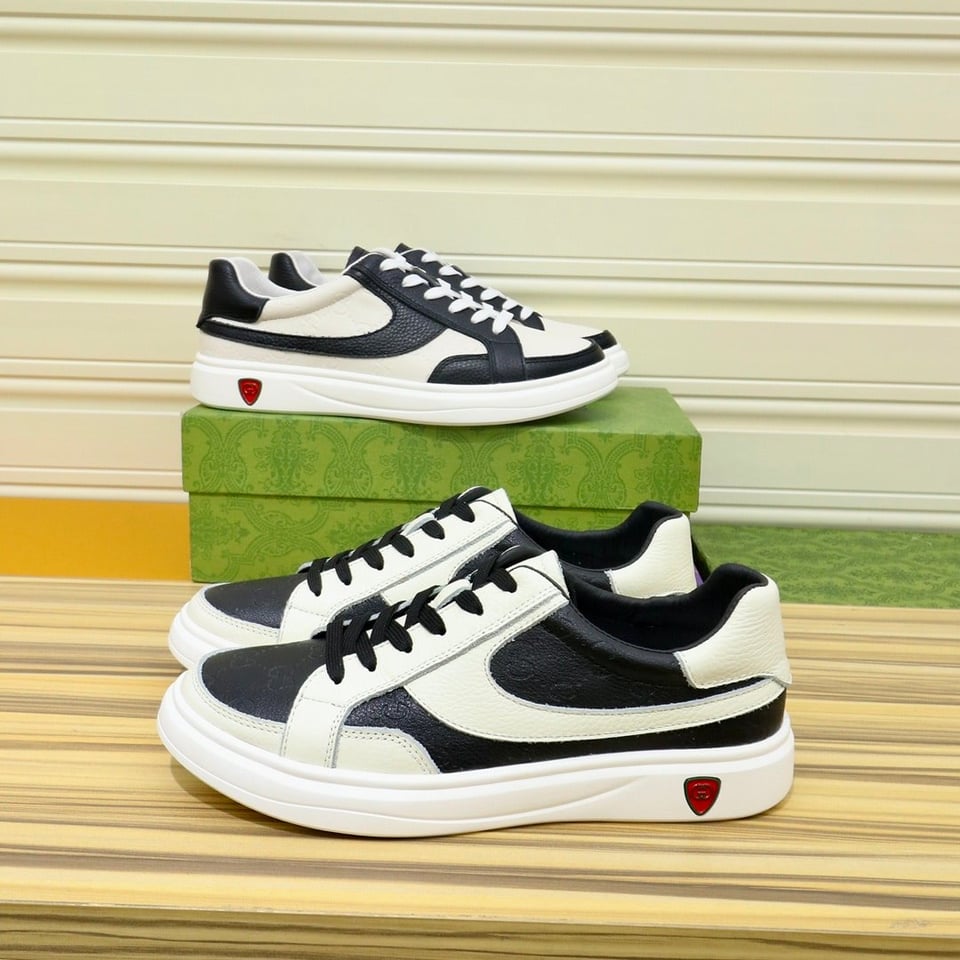 Gucci Gg Men’S Sneakers Leather Black And White view 4