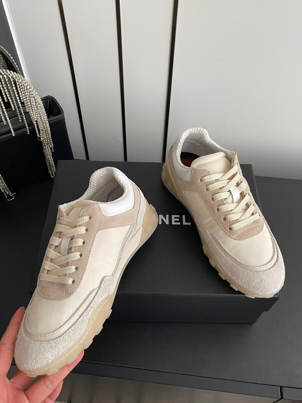 Chanel Sneakers Mixed Fibers, Suede &amp; Leather Ivory G47269 view 4