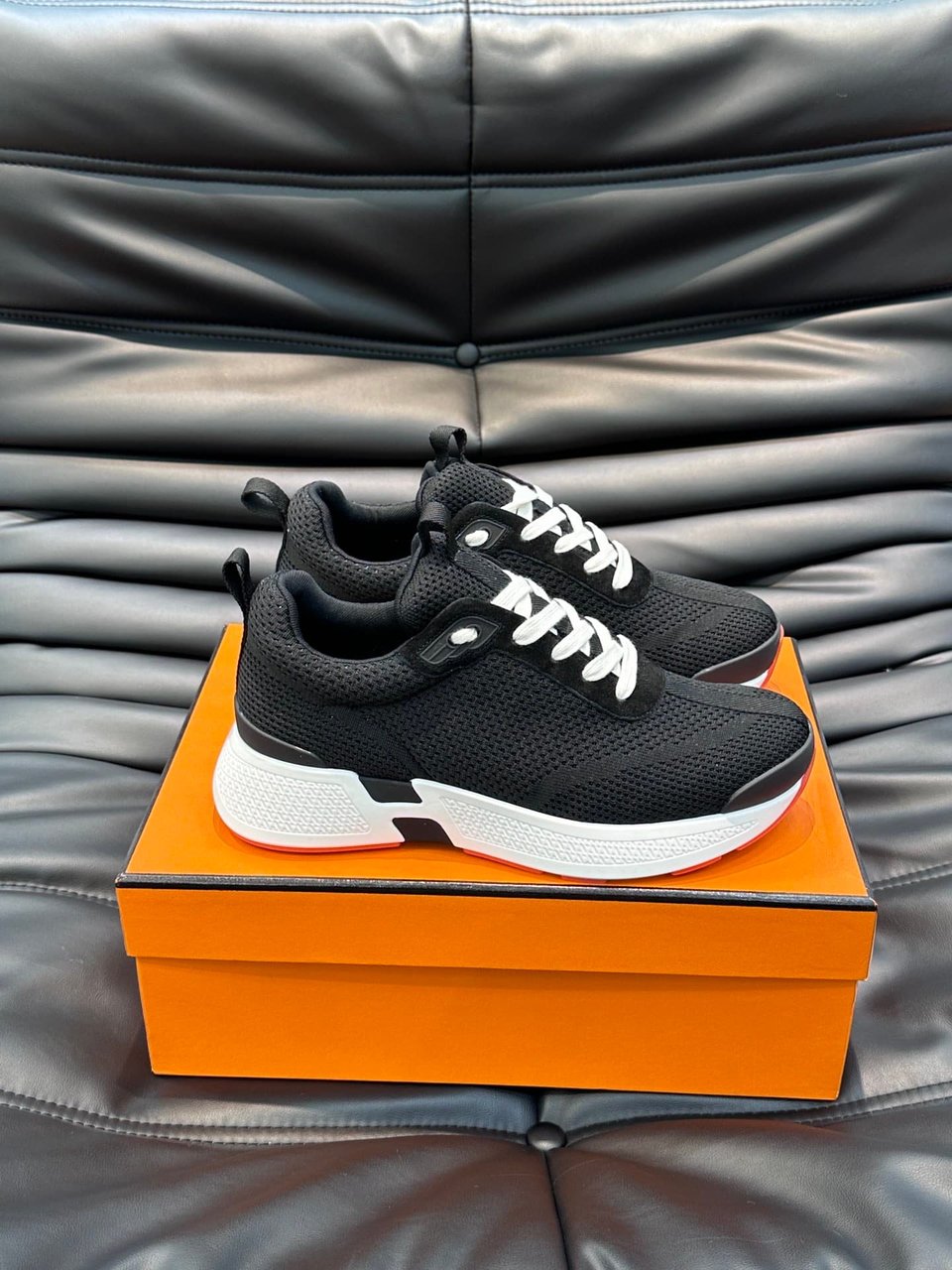 Hermes Heros Sneaker Black Orange H232985Zh05400 view 8