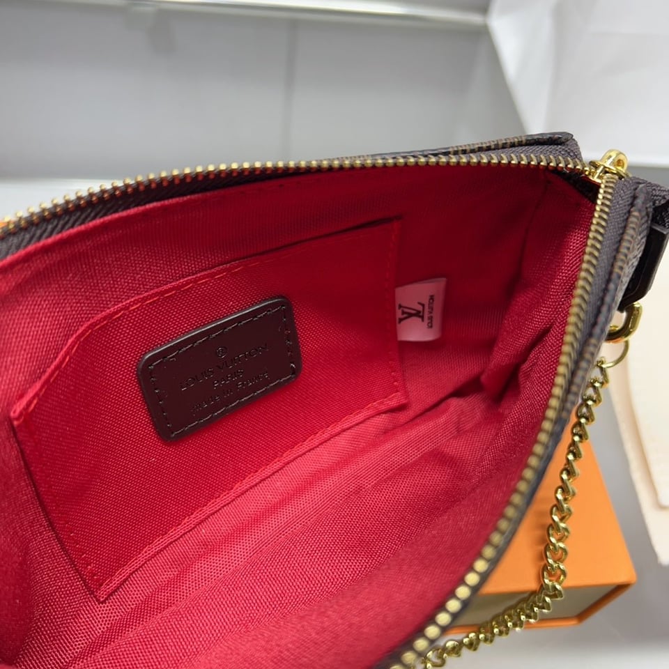 Louis Vuitton Pochette Accessoires Damier Ebene 17Cm With Chain N58009 view 11