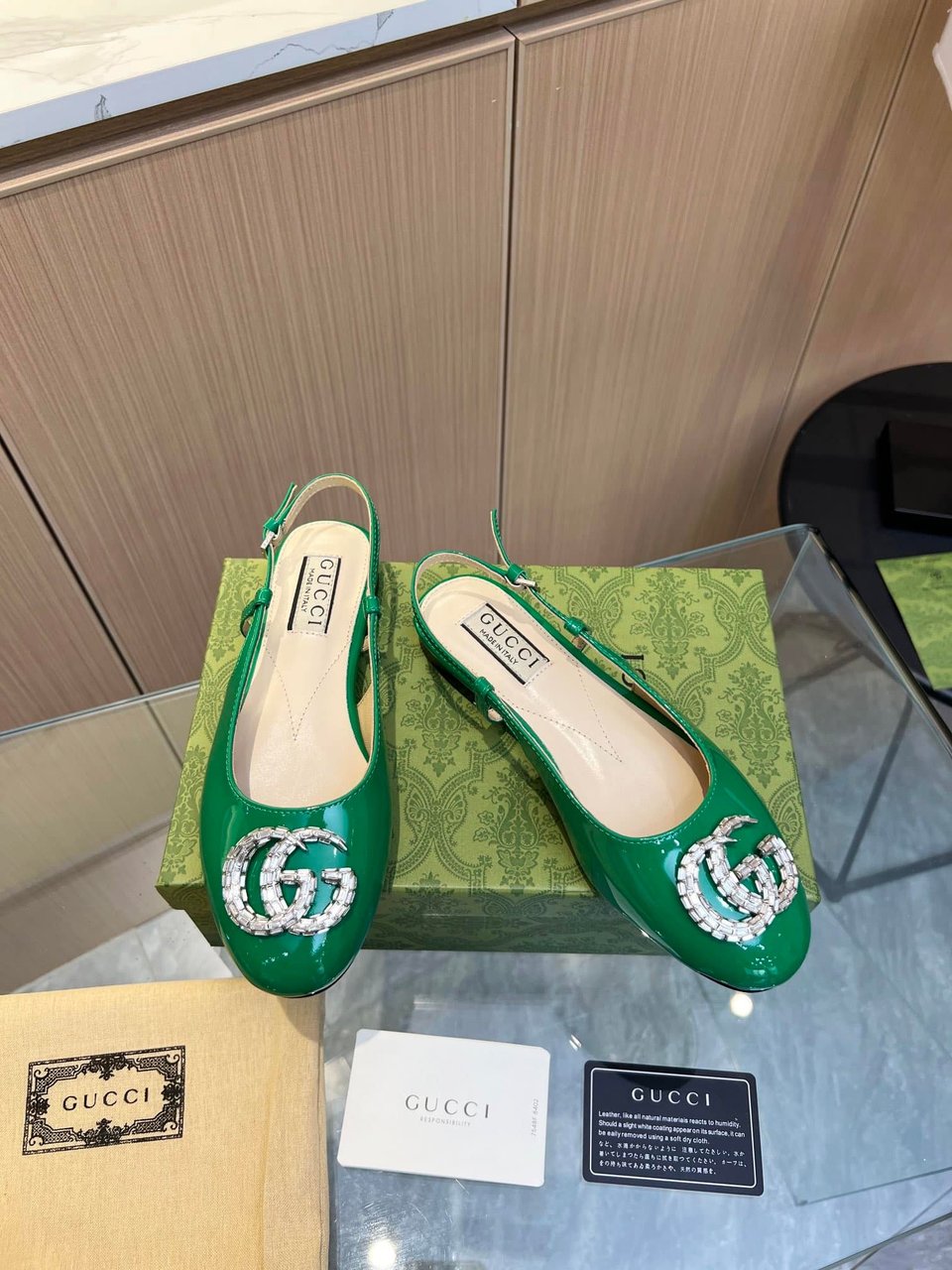 Gucci Gg Crystal Slingback Green view 8