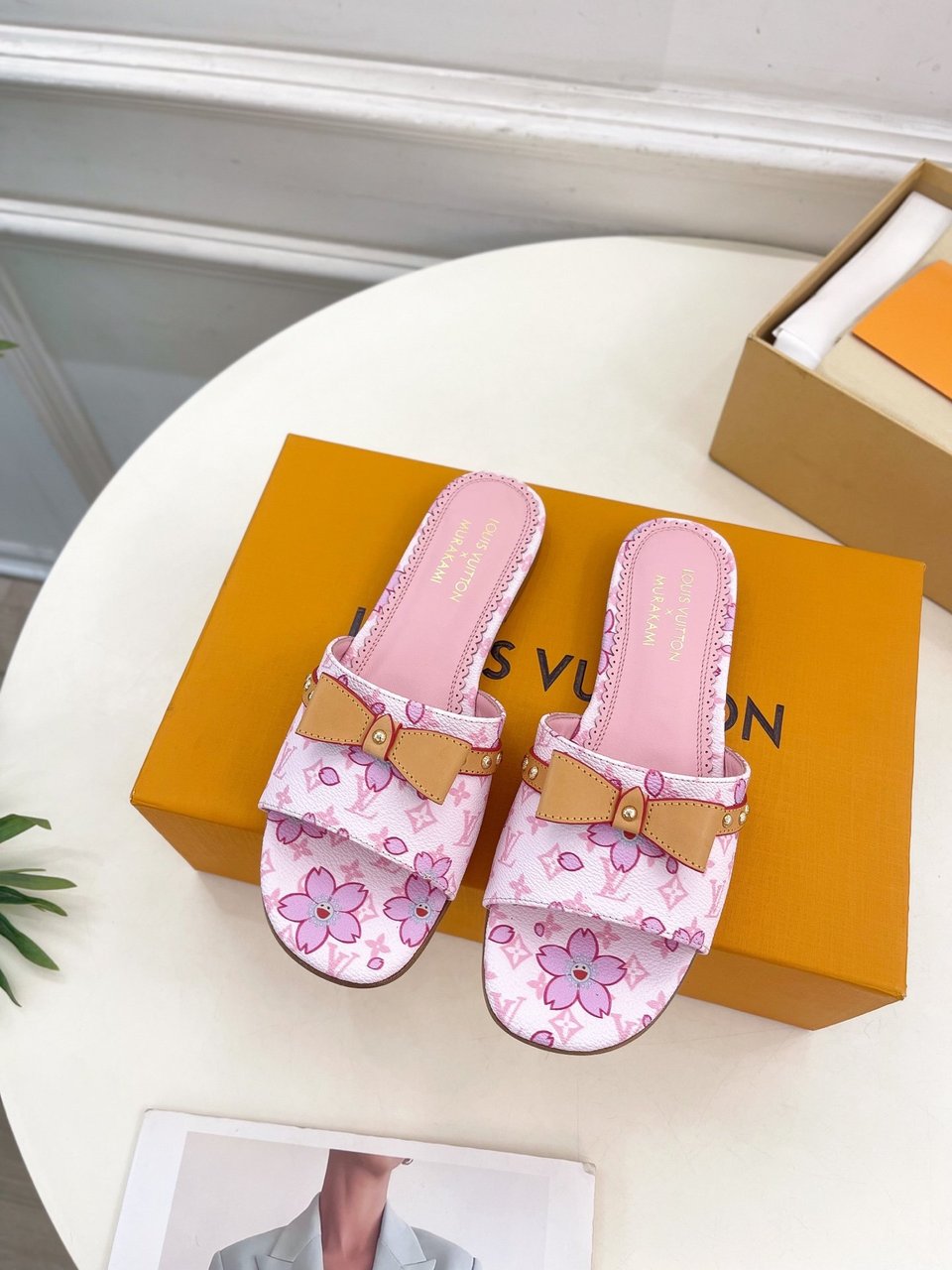 Louis Vuitton x Takashi Murakami Cherry Blossom Flat Slide Sandal view 6