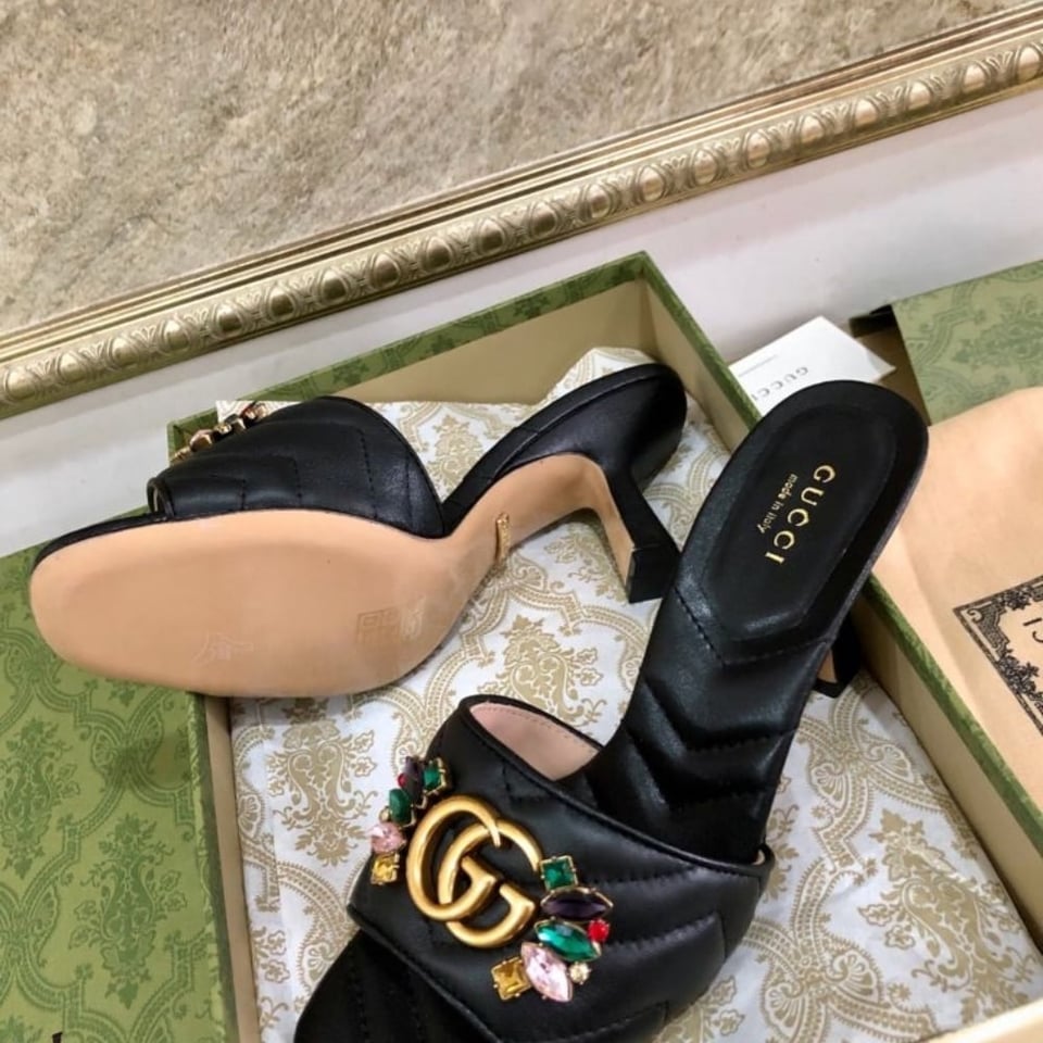 Gucci Women?S Flower Double G Slide Sandal Black view 5