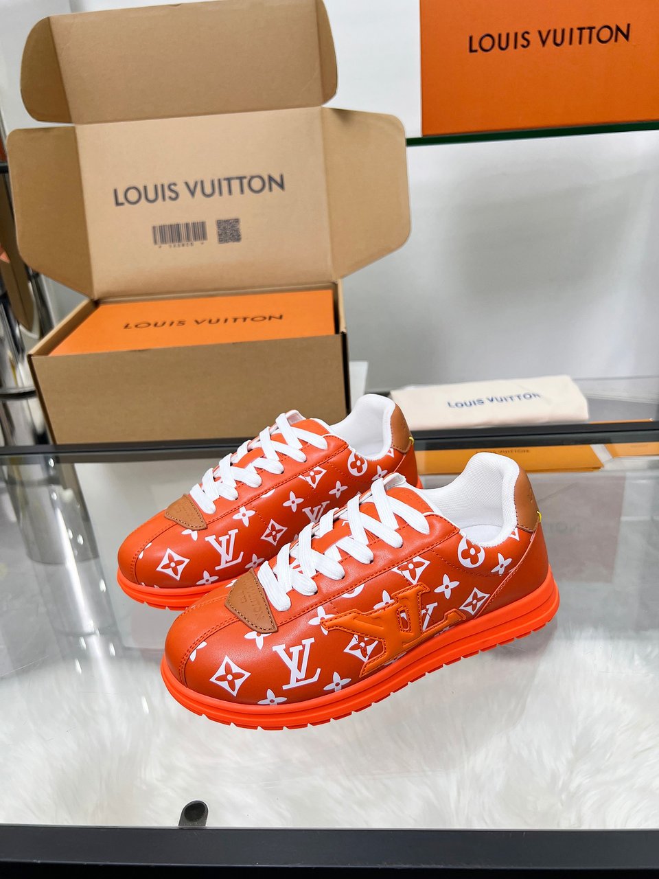 Louis Vuitton LV Trainer Sneaker Orange Monogram – Leather – Women’s Shoes view 3