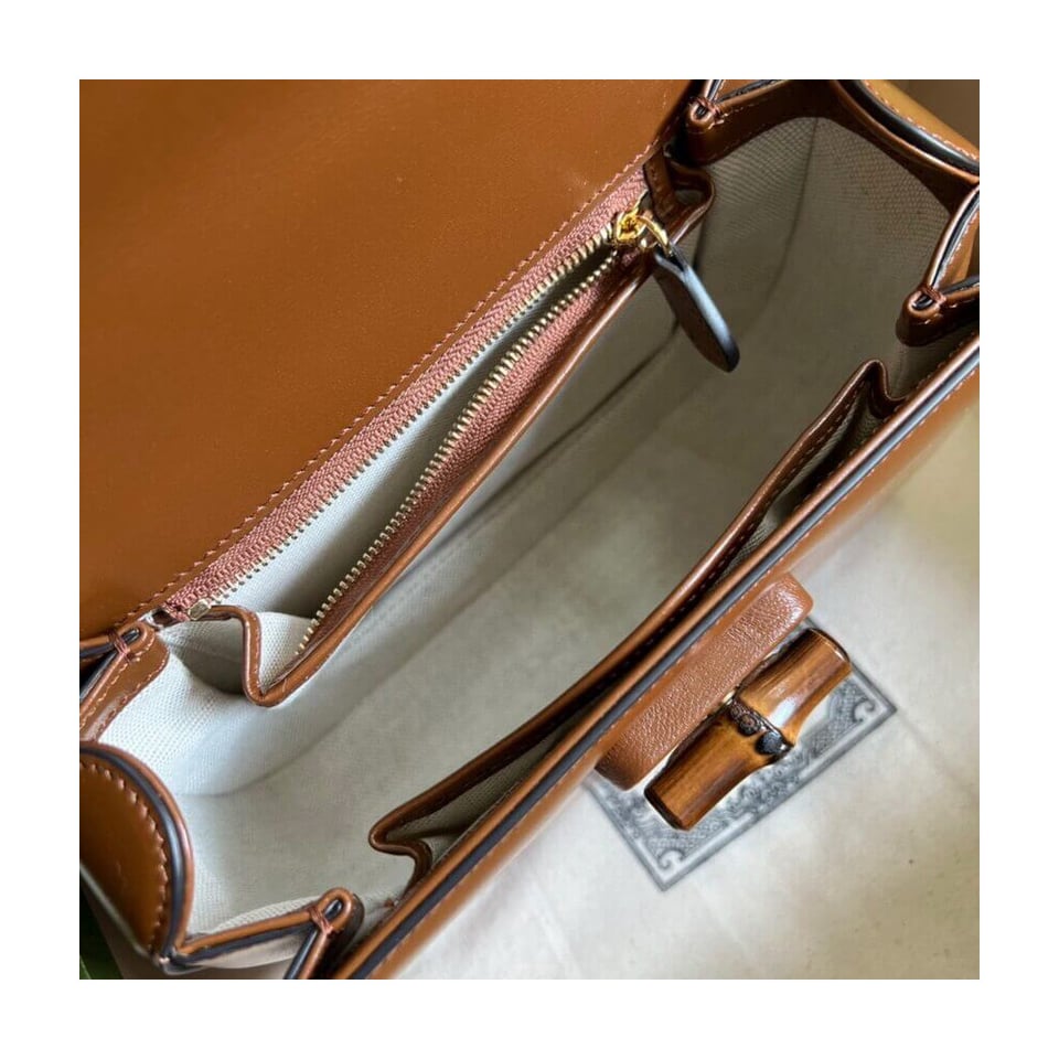 Gucci Small Top Handle Bag with Bamboo Cuir view 13