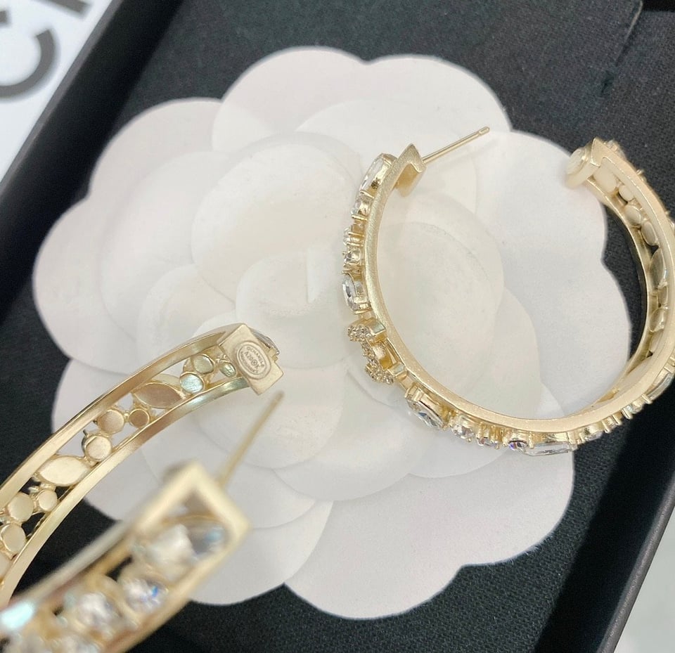 Chanel Hoop Gold Earrings view 5