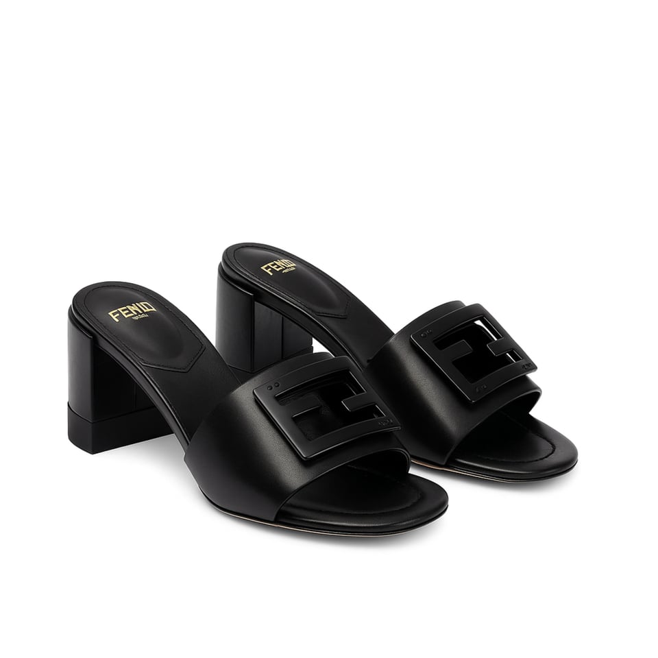 Fendi Signature Leather High Heel Black