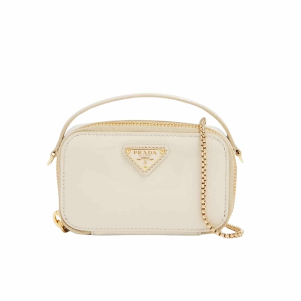 Prada Patent Leather Mini Pouch White 18Cm view 2