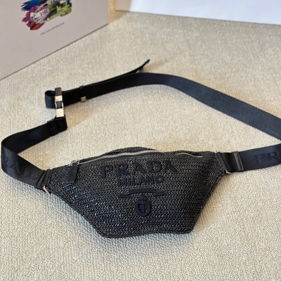 Prada Crochet Belt Bag Black 30Cm view 3
