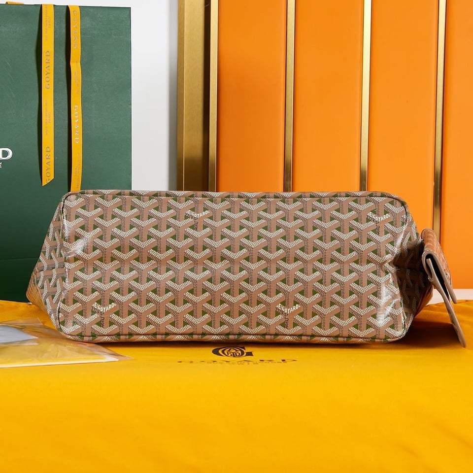 Goyard Saint Louis Pm 34Cm Brown Khaki Canvas Chevroches Calfskin view 4