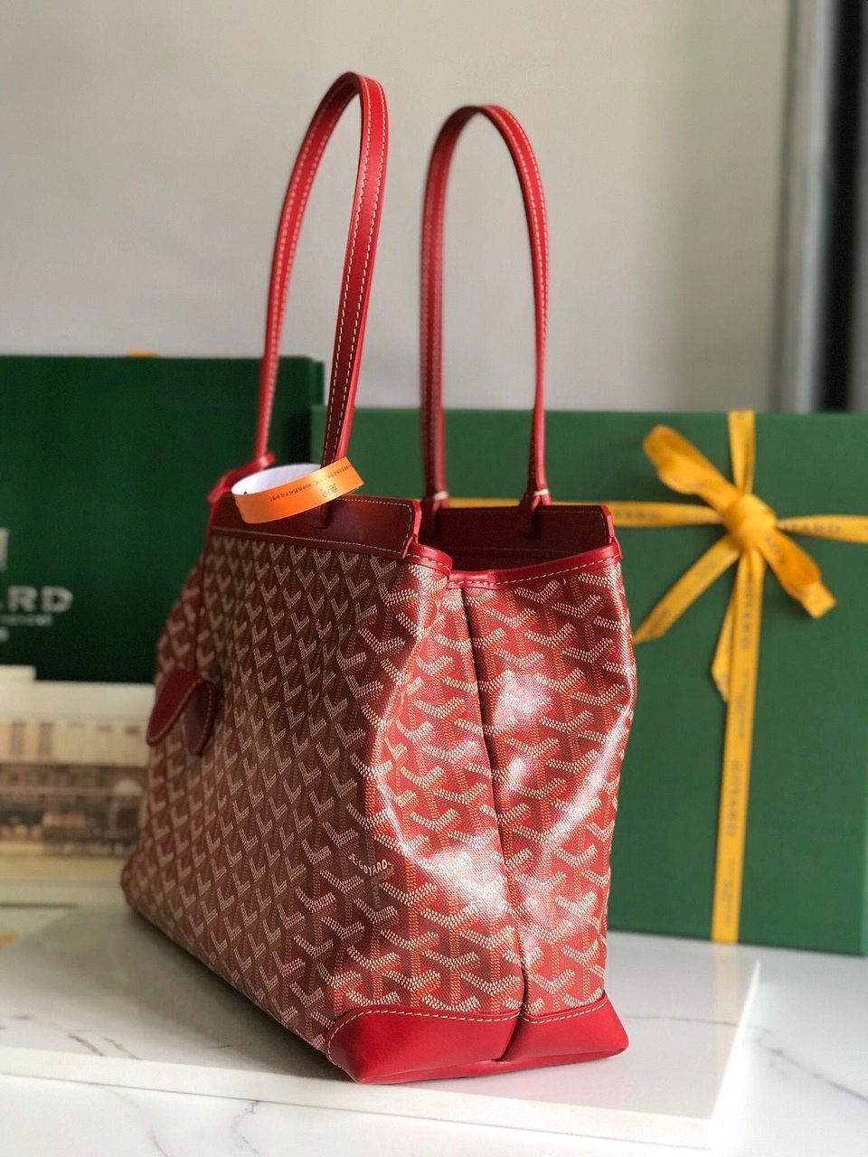 Goyard Bellechasse Biaude Pm Bag 36cm Classic Red Goyardine Canvas And Calfskin Trim view 6