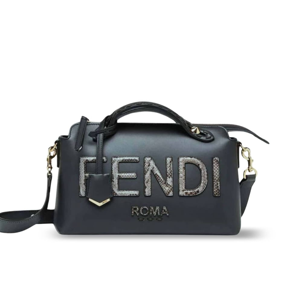 Fendi By The Way Medium Boston Bag Elaphe Black 27cm view 2