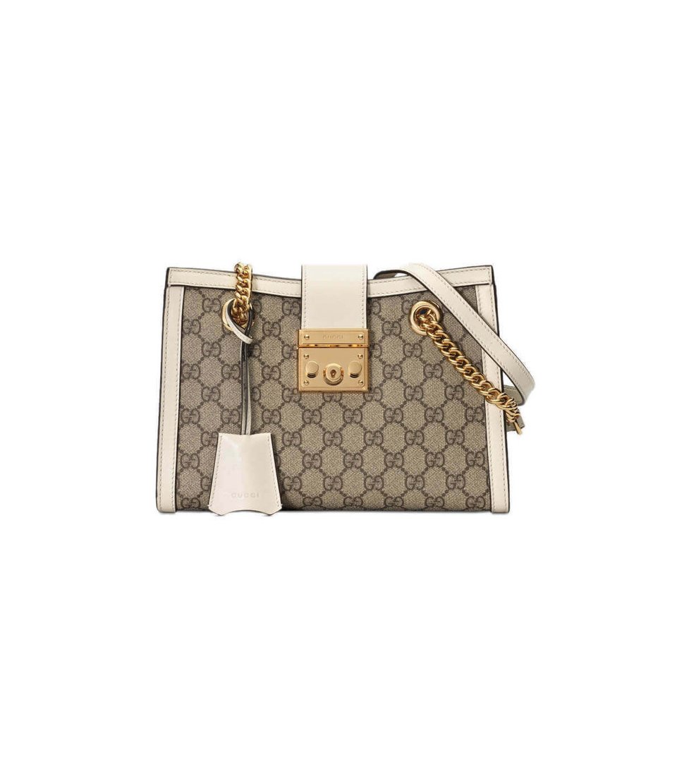 Gucci GG Supreme Padlock Small Shoulder Bag White view 2