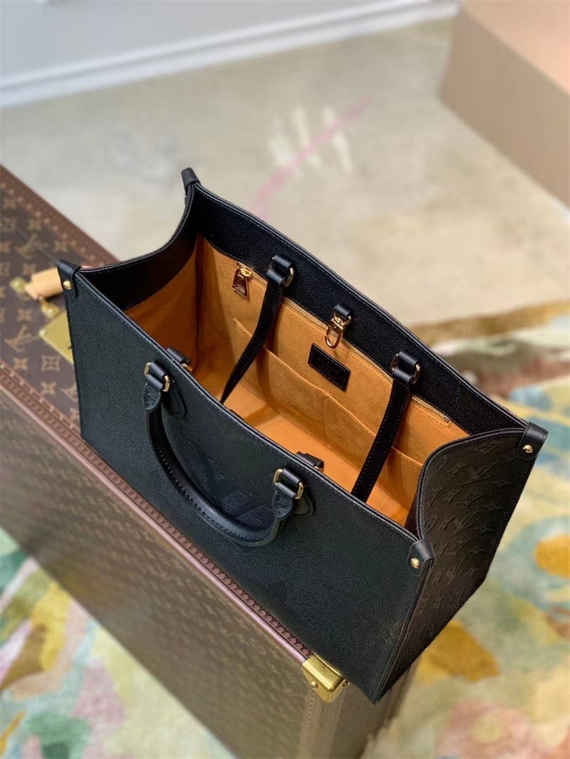 Louis Vuitton Onthego MM Bicolor Monogram Empreinte Leather Black M45595 35cm view 11