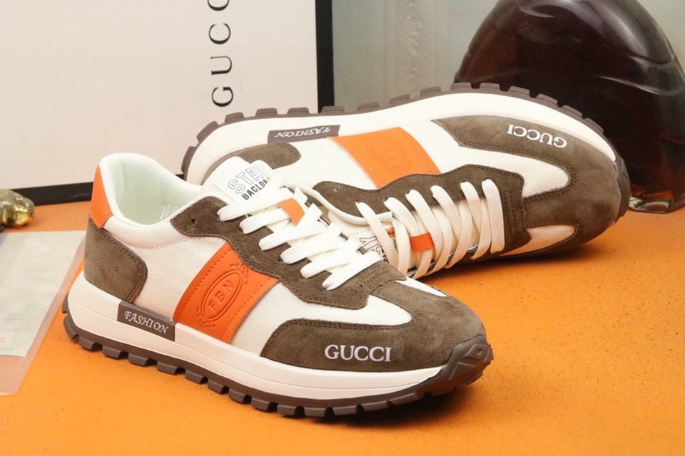 Gucci Men’S Sneaker Low Top Brown And Orange view 6