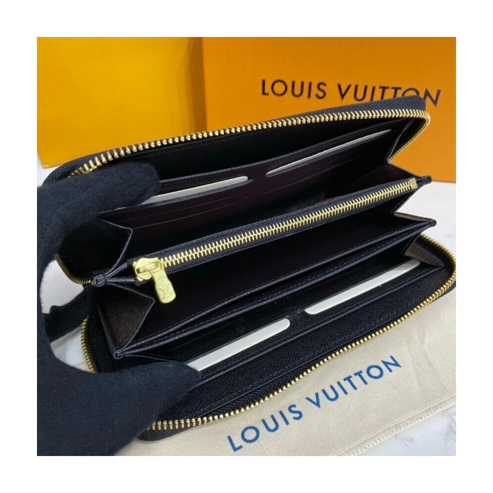 Louis Vuitton Monogram Pattern Zippy Wallet Black view 8