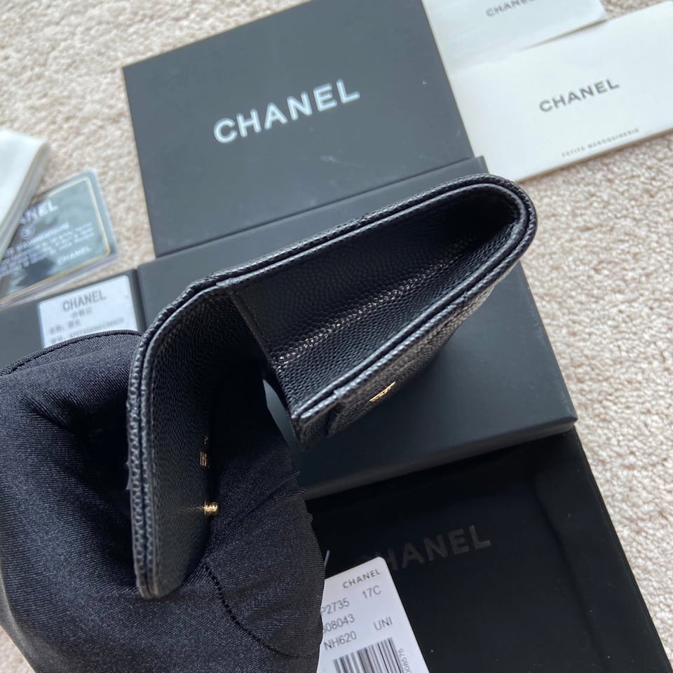 Chanel Small Wallet 11Cm Black Caviar Light Gold Leather Hardware view 7