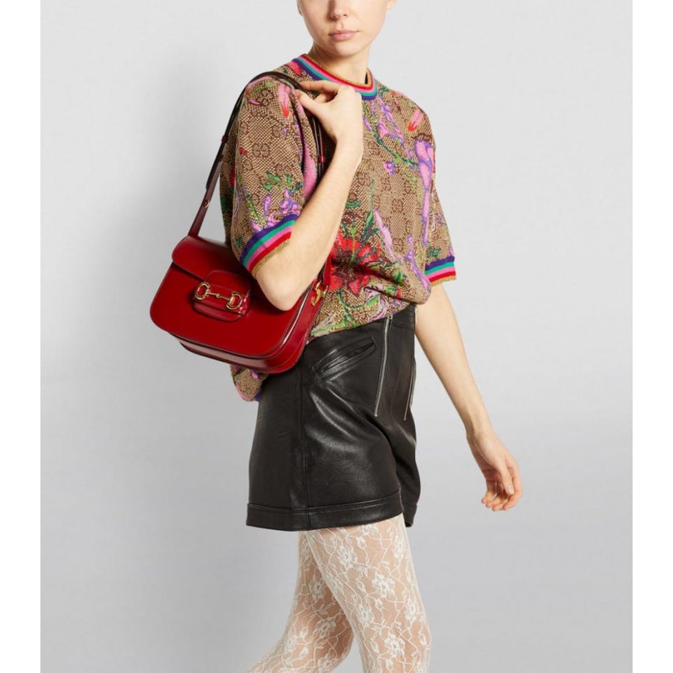 Gucci Horsebit 1955 Shoulder Bag In Red Leather view 3