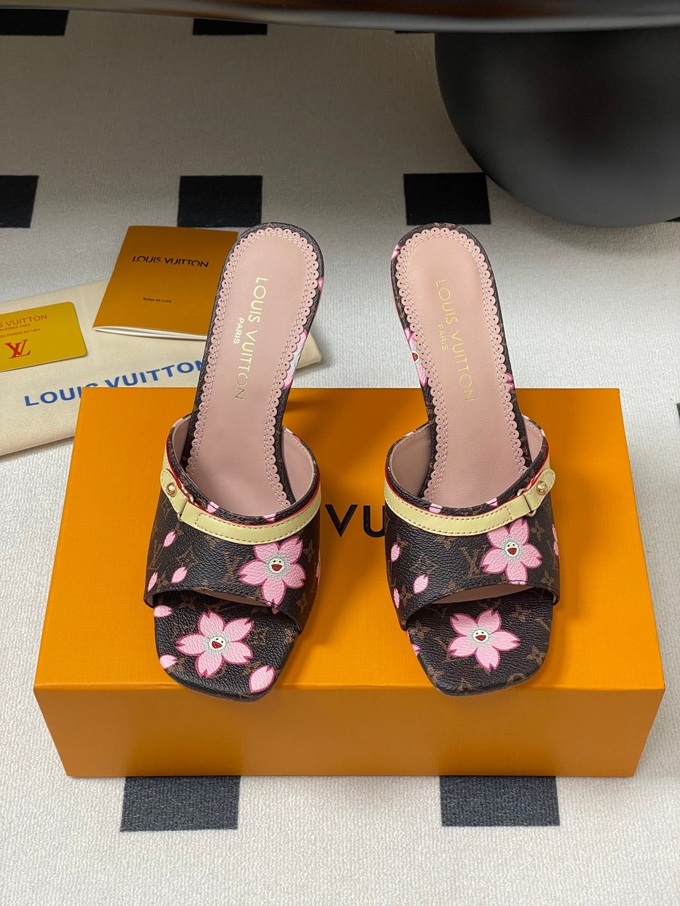 Louis Vuitton x Takashi Murakami Cherry Blossom Mule Brown Monogram Canvas view 3