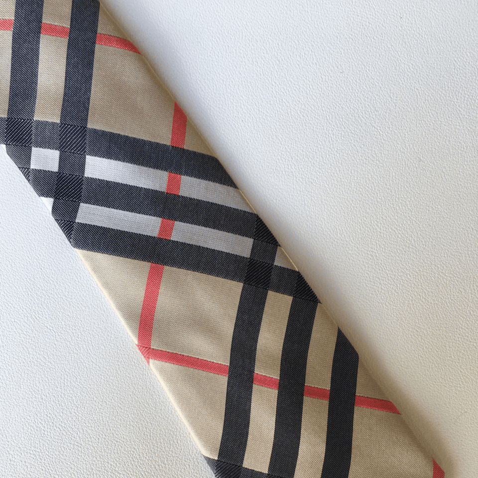Burberry Beige Classic Check Silk Tie For Men view 5